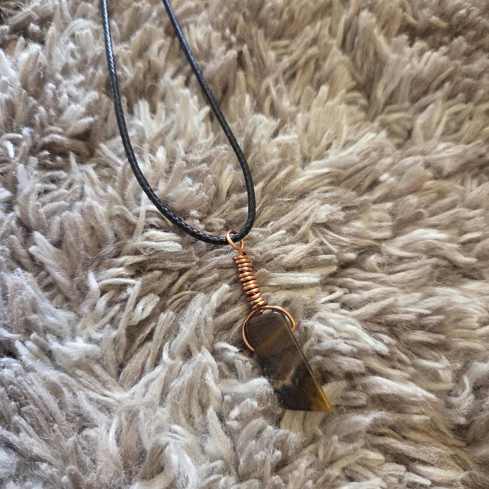 🔥3 For $25 Handmade Copper Wrapped Tiger's Eye Pendant Necklace